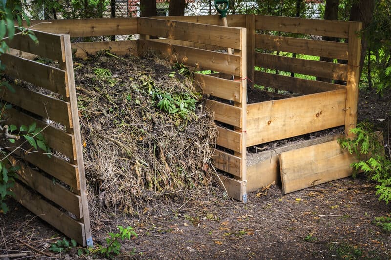 Fresh compost pile in the garden